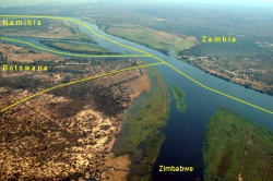 Zambezi River borders of Namibia, Zambia, Zimbabwe & Botswana